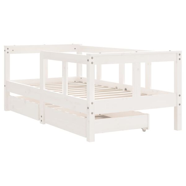 vidaXL Cadre de lit enfant tiroirs blanc 70x140 cm bois de pin massif