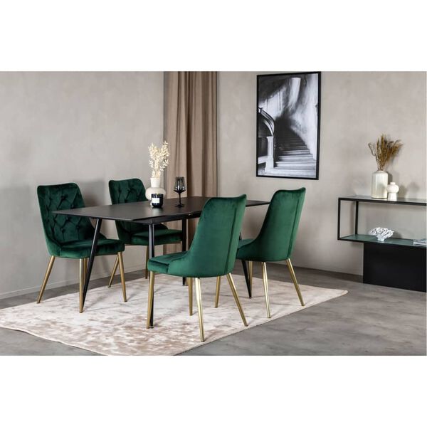 Venture Home Chaises &agrave; manger lot de 2 Velvet Deluxe vert for&ecirc;t/laiton