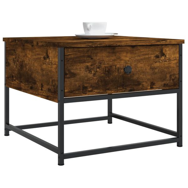 vidaXL Table basse ch&ecirc;ne fum&eacute; 51x51x40 cm bois d'ing&eacute;nierie