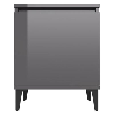 vidaXL Tables de chevet avec pieds en métal gris brillant 40x30x50 cm