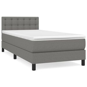 vidaXL Sommier &agrave; lattes de lit avec matelas Gris fonc&eacute; 80x200 cm Tissu