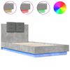 vidaXL Cadre de lit avec LED sans matelas gris b&eacute;ton 75x190 cm