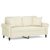 vidaXL Canap&eacute; 2 places avec oreillers d&eacute;coratifs cr&egrave;me 140 cm velours