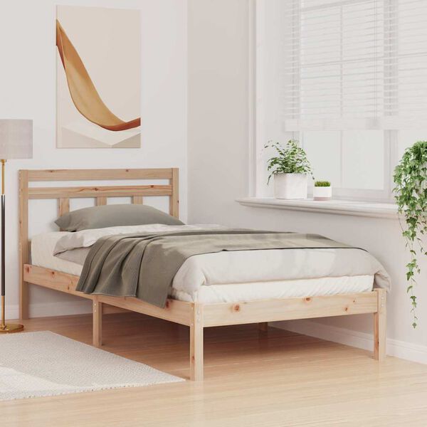 vidaXL Cadre de lit Marron 75 x 190 cm Pin massif