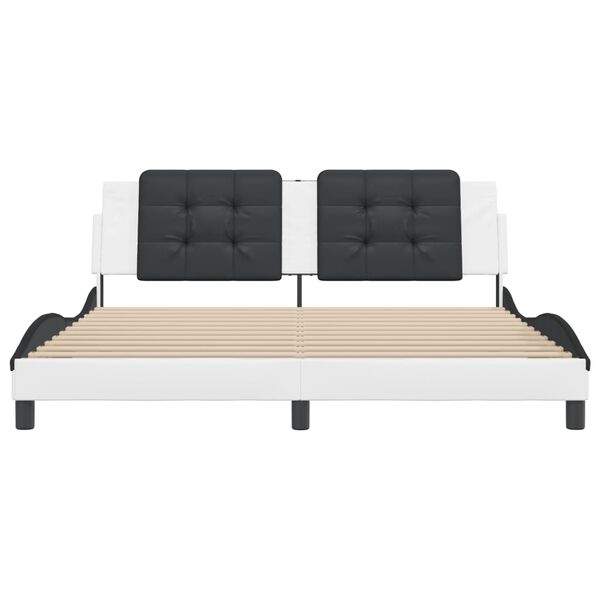 vidaXL Cadre de lit sans matelas Zadar blanc et noir 180x200 cm similicuir