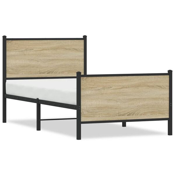 vidaXL Cadre de lit en m&eacute;tal sans matelas ch&ecirc;ne sonoma 80x200 cm