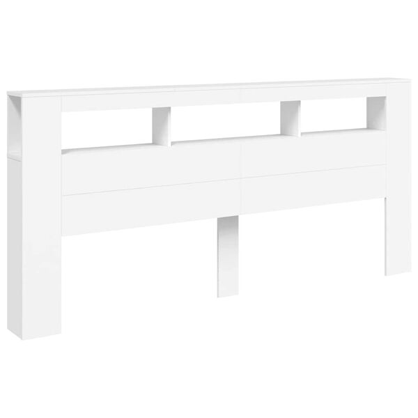 vidaXL T&ecirc;te de lit &agrave; LED blanc 220x18,5x103,5 cm bois d'ing&eacute;nierie