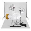 vidaXL Kit de studio photo avec lampes toile de fond et r&eacute;flecteur