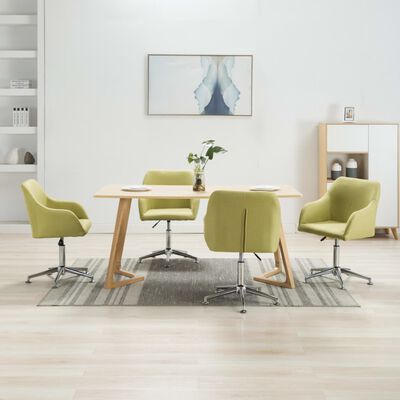 vidaXL Chaises pivotantes à manger lot de 4 vert tissu