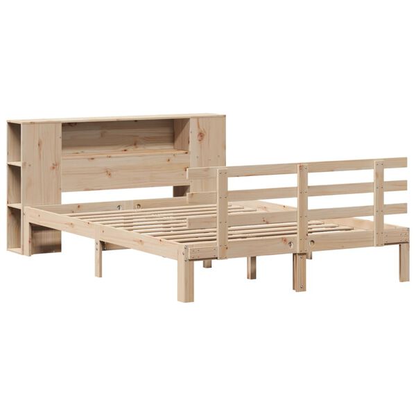 vidaXL Lit bibliothèque sans matelas 140x200 cm bois massif de pin