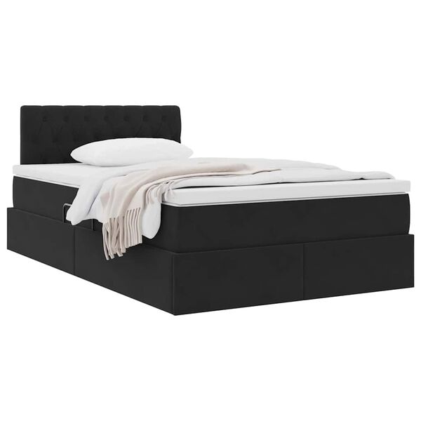 vidaXL Lit de Rangement avec matelas Noir 120 x 190 cm Velours