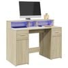 vidaXL Bureau avec lumi&egrave;res LED ch&ecirc;ne sonoma bois d'ing&eacute;nierie