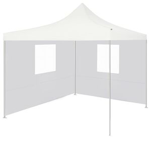 vidaXL Tente de r&eacute;ception pliable avec 2 parois 3x3 m Acier Blanc