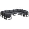 vidaXL Ensemble de canap&eacute; de jardin 9 pc Noir Aluminium