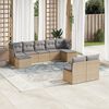 vidaXL Salon de jardin avec coussins 9 pcs beige r&eacute;sine tress&eacute;e