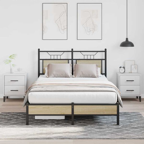 vidaXL Cadre de lit sans matelas ch&ecirc;ne sonoma 120x190 cm