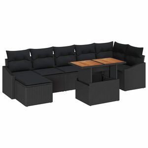 vidaXL Ensemble de canap&eacute; de jardin 8 pc Noir Poly rotin