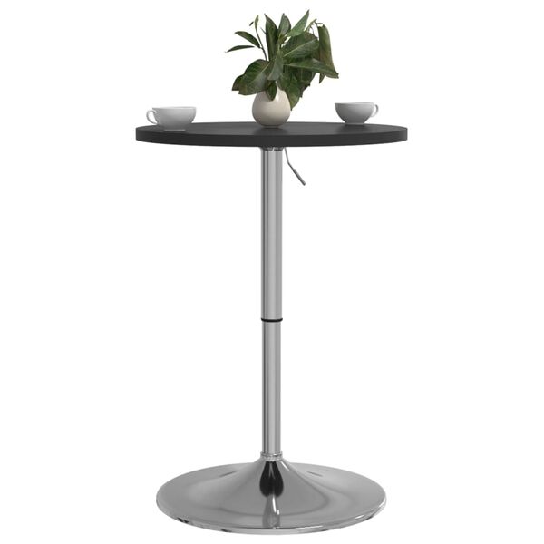 vidaXL Table de bar noir 50x50x90 cm bois d'ing&eacute;nierie et acier chrom&eacute;