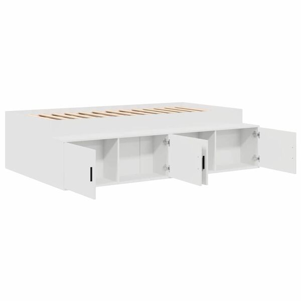 vidaXL Cadre de lit avec tiroir Blanc 70 x 190 cm Bois d'ing&eacute;nierie