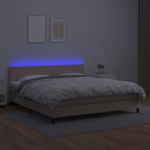 vidaXL Sommier &agrave; lattes de lit avec matelas LED Cappuccino 180x200 cm