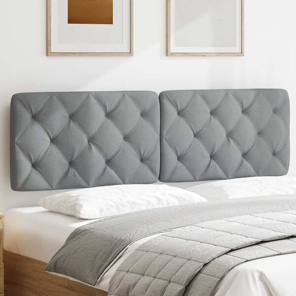 vidaXL Coussin de t&ecirc;te de lit gris clair 160 cm tissu
