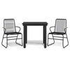 vidaXL Ensemble &agrave; manger de jardin 3 pcs noir rotin PVC
