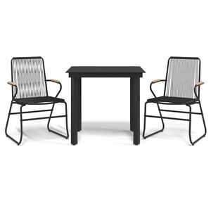 vidaXL Ensemble &agrave; manger de jardin 3 pcs noir rotin PVC