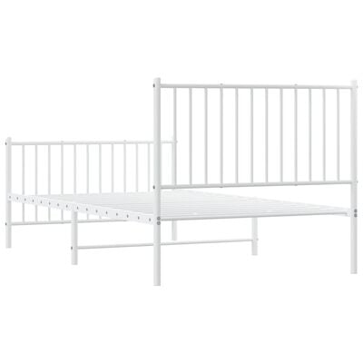 vidaXL Cadre de lit métal sans matelas et pied de lit blanc 100x190 cm