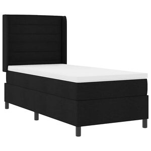 vidaXL Lit &agrave; ressort LED avec matelas Noir 90 x 190 cm tissu