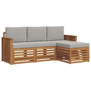 vidaXL Ensemble de canap&eacute;s d'ext&eacute;rieur 4 pc Gris Naturel et Clair