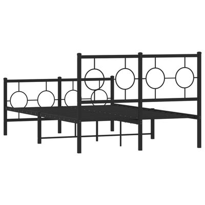 vidaXL Cadre de lit métal sans matelas avec pied de lit noir 120x190cm