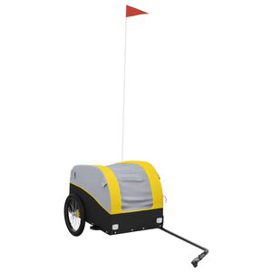 vidaXL Remorque de v&eacute;lo noir et jaune 30 kg fer