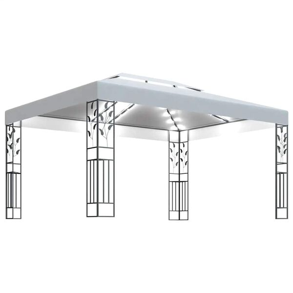 vidaXL Tonnelle avec double toit et lumières LED 3x4 m Blanc