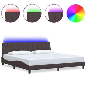 vidaXL Cadre de lit sans matelas Hanko marron fonc&eacute; 200x200 cm tissu