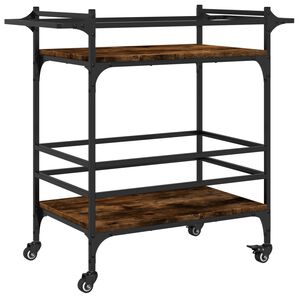 vidaXL Chariot de cuisine ch&ecirc;ne fum&eacute; 82x40x78,5 cm bois d'ing&eacute;nierie
