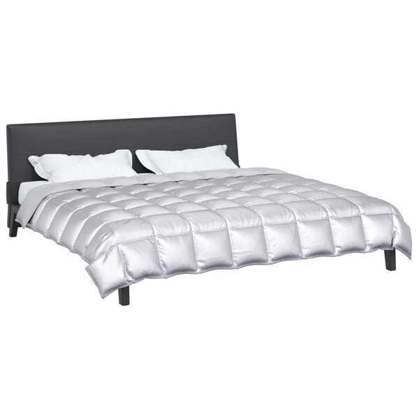 vidaXL Duvet d'hiver Argent&eacute; 200 x 220 cm Satin et Microfibre