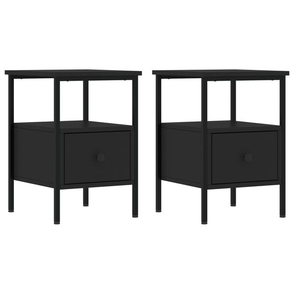 vidaXL Tables de chevet 2 pcs noir 34x36x50 cm bois d&rsquo;ing&eacute;nierie