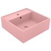 vidaXL Lavabo carr&eacute; de luxe &agrave; trop-plein Rose mat 41x41 cm C&eacute;ramique