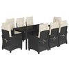 vidaXL Ensemble &agrave; manger de jardin 9pcs coussins noir r&eacute;sine tress&eacute;e