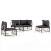 vidaXL Salon de jardin 4 pcs avec coussins anthracite r&eacute;sine tress&eacute;e