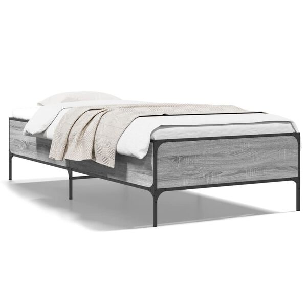 vidaXL Cadre de lit sans matelas sonoma gris 75x190 cm
