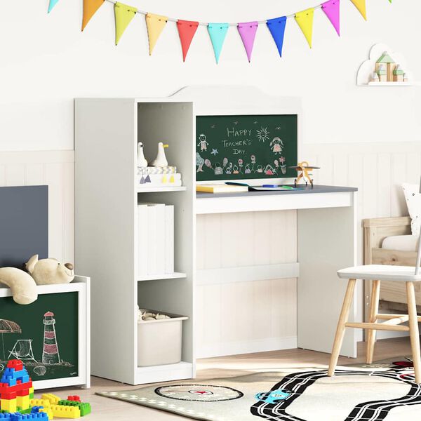 vidaXL Bureau avec rangement ouvert et tableau noir avec &eacute;tag&egrave;re ROROS