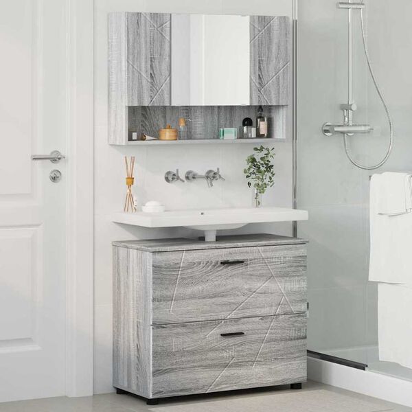 vidaXL Ensemble de mobilier de salle de bain 2 pcs Gris Sonoma