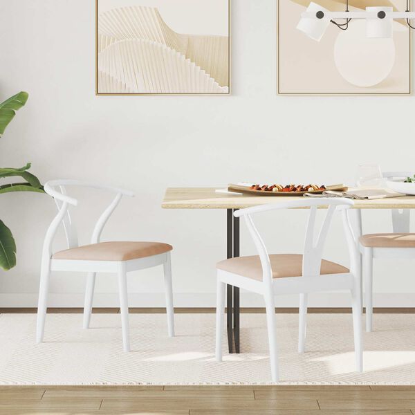 vidaXL Chaise de salle &agrave; manger 2 pcs Blanc et marron