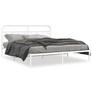 vidaXL Cadre de lit m&eacute;tal sans matelas et t&ecirc;te de lit blanc 160x200 cm