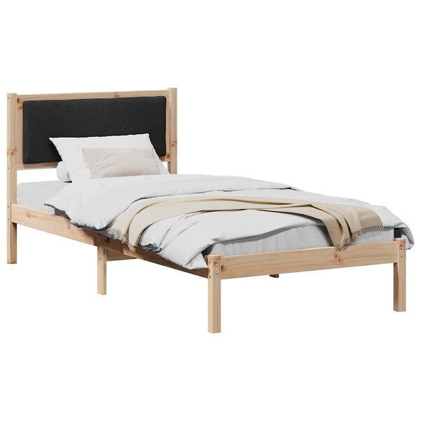 vidaXL Cadre de lit avec t&ecirc;te de lit Noir 90 x 190 cm Pin massif