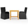 vidaXL Ensemble &agrave; manger de jardin 3 pcs Noir