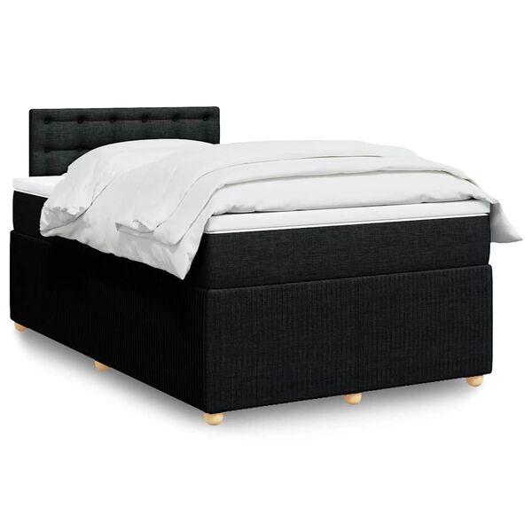 vidaXL Sommier &agrave; lattes de lit avec matelas Noir 120x200 cm Tissu