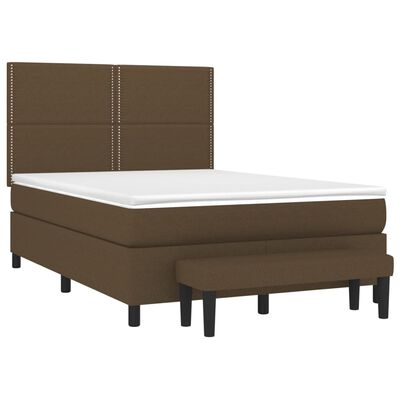 vidaXL Sommier à lattes de lit avec matelas Marron foncé 140x190 cm