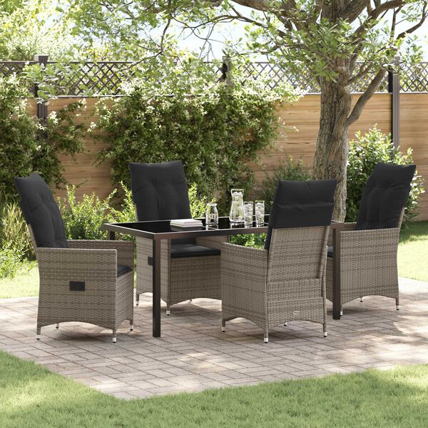 vidaXL Ensemble de salle &agrave; manger pour jardin 5 pcs Gris Poly rotin